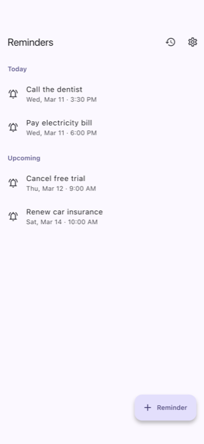 Today and upcoming, with nothing you have to scroll past.